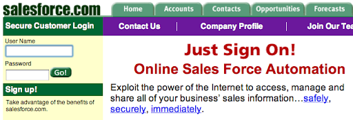 Original salesforce homepage