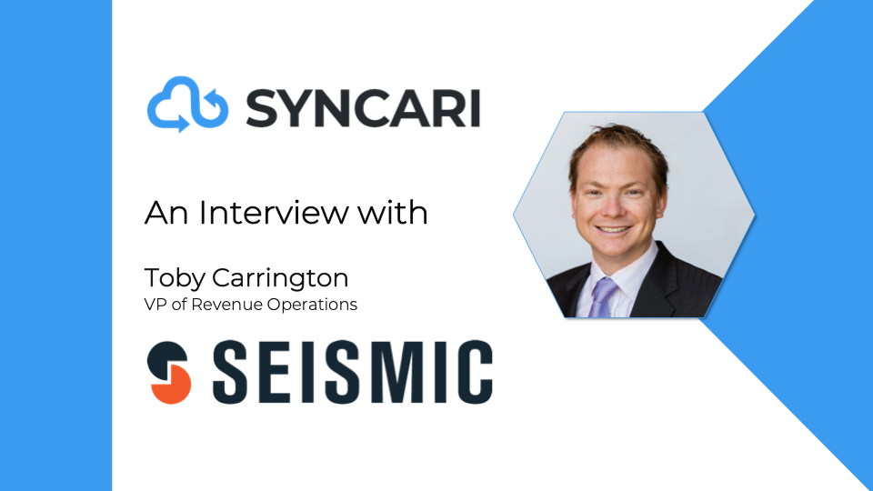 Blog post title card with interviewee headshot and Seismic company logo
