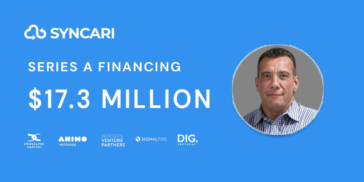 Syncari graphic stating "Series A financing $17.3 million"