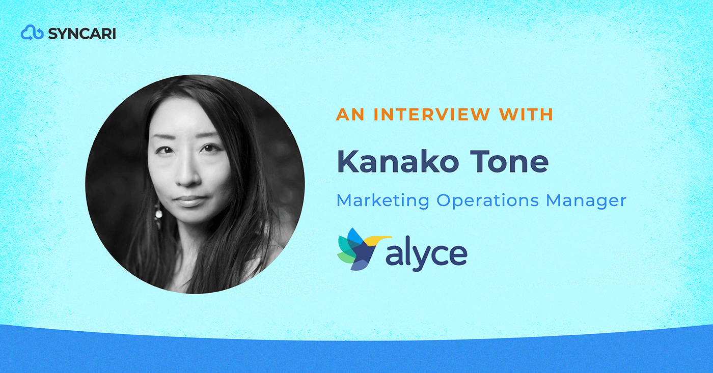 title card for Kanako Tone, Alyce's Marketing Operations Manager, Data Superheroes RevOps interview series