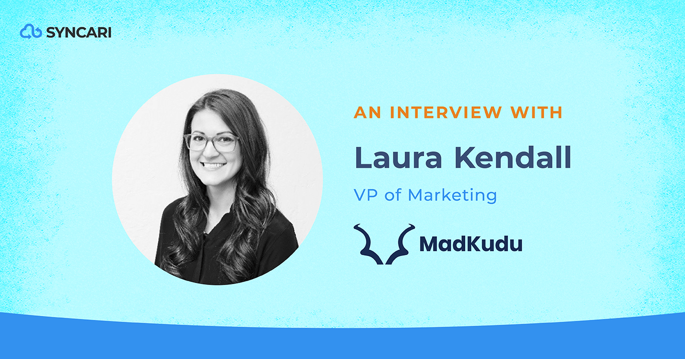 title card for Laura Kendall, MadKudu's Marketing VP, Data Superheroes RevOps interview series